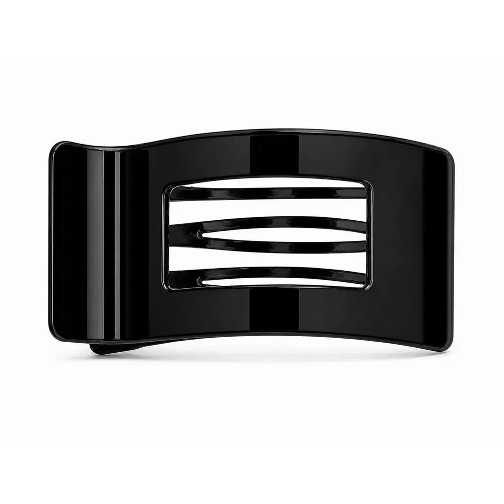 Rectangle Curved Claw Clip – Flat Back Design | Leopard & Black Hair Clip